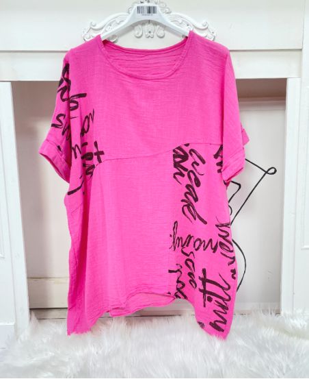 WRITING COTTON TUNIC PE704 FUCHSIA