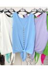 PE1192 SKY BLUE TIE BUTTON TOP