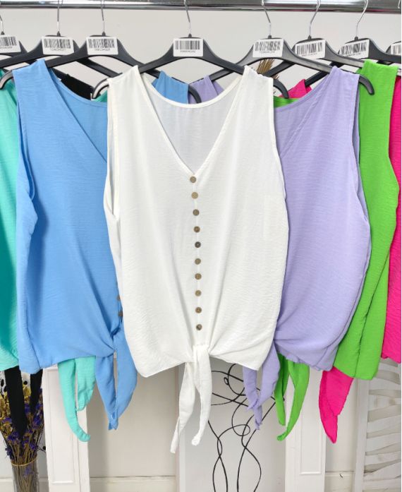 TIE BUTTON TOP PE1192 WHITE