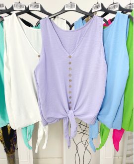 PE1192 TIE BUTTON TOP LILAC