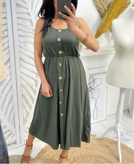 MID-LENGTH DRESS WITH BUTTONS PE1280 MILITARY GREEN