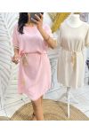 GEFRANSTES KLEID PE844 ROSA