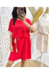 ROBE A FRANGES PE844 ROUGE