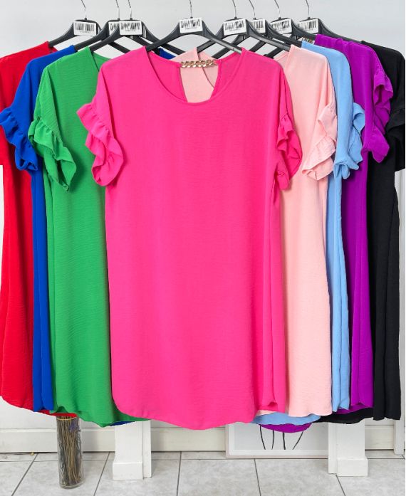 KLEID MIT KETTE IN ÜBERGRÖSSE PE822 FUSHIA