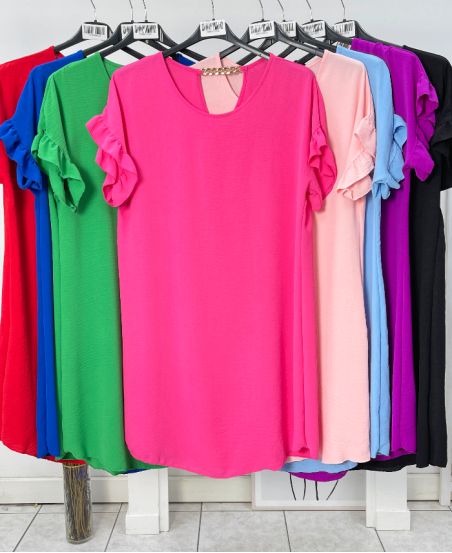 KLEID MIT KETTE IN ÜBERGRÖSSE PE822 FUSHIA