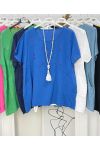 OVERSIZED EMBROIDERED COTTON TUNIC 2 POCKETS PE1159 ROYAL BLUE