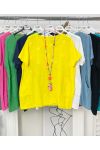 OVERSIZED EMBROIDERED COTTON TUNIC 2 POCKETS PE1159 YELLOW