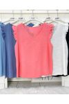 BAWEŁNIANY TOP Z HAFTEM PE1164 CORAL