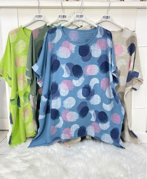 LARGE SIZE PRINTED TUNIC PE1183 BLUE