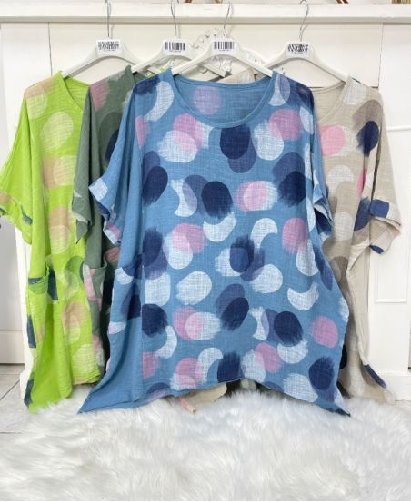 LARGE SIZE PRINTED TUNIC PE1183 BLUE