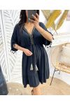 TASSEL LACE FRINGE TASSEL DRESS PE1132 BLACK