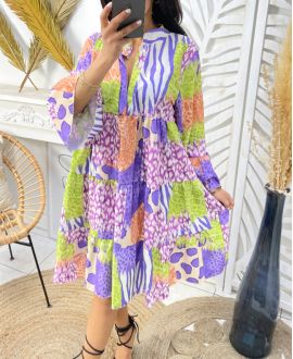 OVERSIZED PRINTED DRESS 871 LILAC