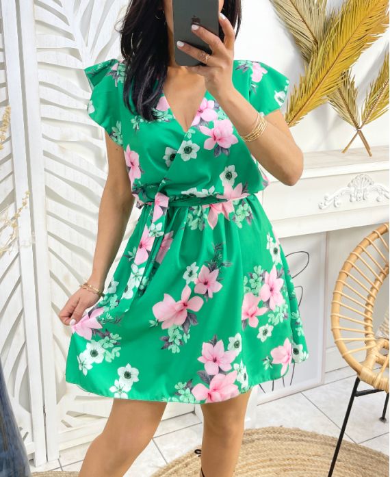 FLORAL DRESS PE1227 GREEN