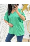 EMBROIDERED COTTON TOP PE1141 GREEN