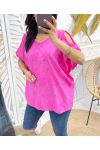 TOP COTON BRODE PE1141 FUSHIA