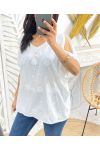 TOP RICAMATO IN COTONE PE1141 BIANCO