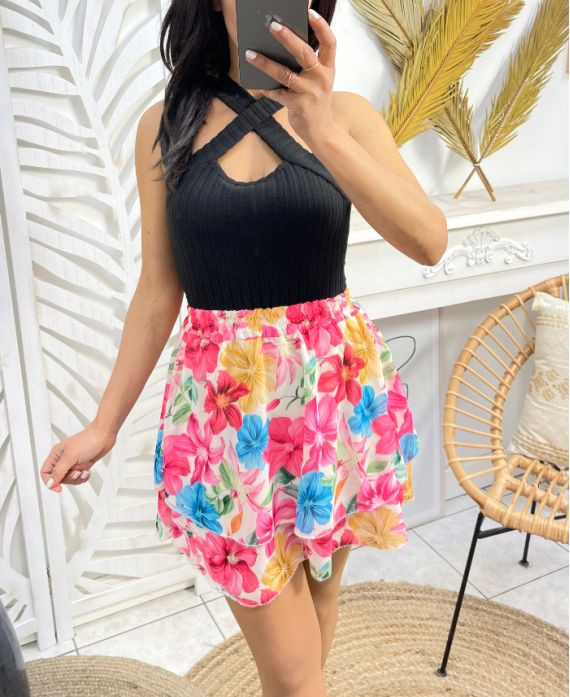 PRINTED SHORT SKIRT 1162I2 WHITE