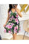 FLOWERS DRESS WITH ADJUSTABLE STRAPS SS1119 BLACK