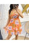 FLOWERS DRESS WITH ADJUSTABLE STRAPS PE1119 ORANGE