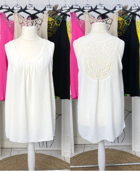 OVERSIZED FLUID TOP BACK EMBROIDERY PE1100 WHITE