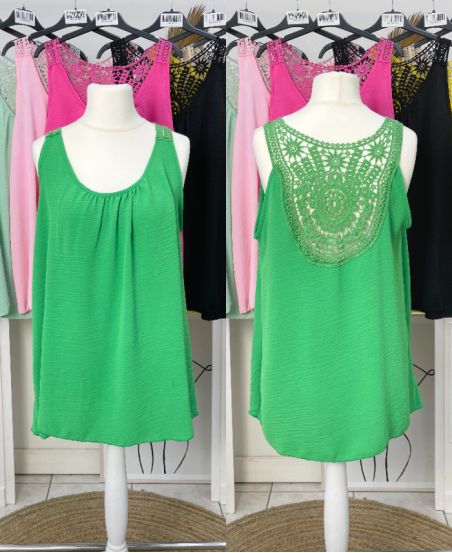 OVERSIZED FLUID TOP BACK EMBROIDERY PE1100 GREEN