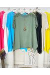 OVERSIZED COTTON GAUZE LACE TUNIC PE1092 + NECKLACE OFFERED MILITARY GREEN