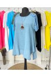 OVERSIZED COTTON GAUZE LACE TUNIC + FREE NECKLACE PE1092 BLUE JEANS