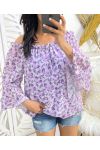 PE2082 LILA CUELLO ELÁSTICO CON HOMBROS TRANSPARENTES