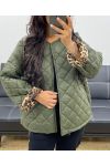 VESTE MATELASSEE DOUBLURE LEOPARD AH250168 VERT