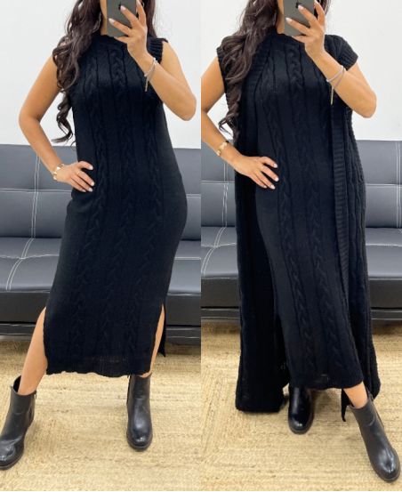 ABITO SMANICATO IN MAGLIA AH250234 NERO