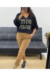 PULL LEGER COL V MIO MIO AH250275 NOIR