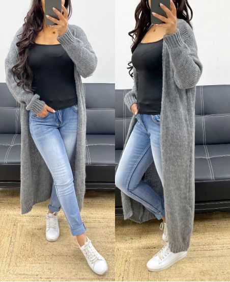 GILET IN MAGLIA EXTRA LUNGO AH250329 GRIGIO