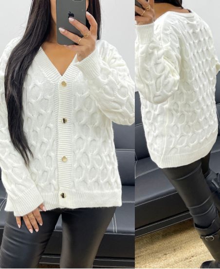 GILET CON BOTTONE ORO AH250381 BIANCO