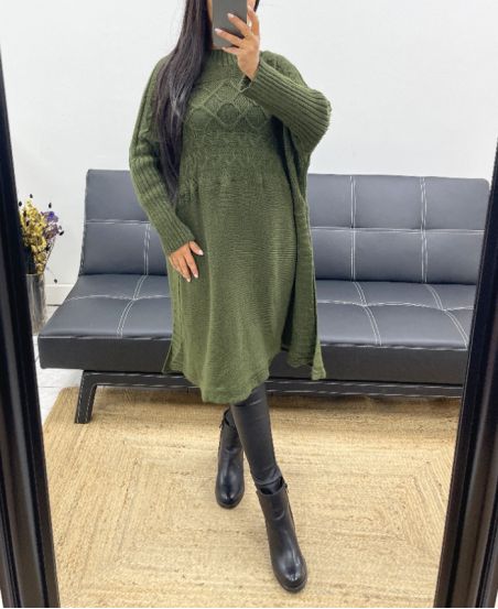 OVERSIZED SWEATER/DRESS LONG SLIT AH250406 KAKI