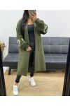 LONG BI-MATERIAL COAT HEART AH250468 MILITARY GREEN