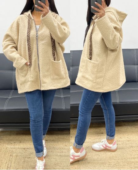 GIACCA OVERSIZE CON ZIP AH250964 BEIGE