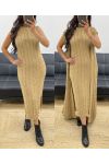 DRESS + CABLE CARDIGAN SET AH250506 CAMEL