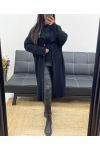 LONG VEST WITH LARGE COLLAR AH250866 BLACK