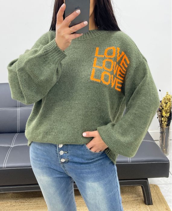 LOVE LOVE LOVE SWEATER AH250530 MILITARY GREEN