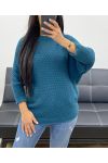 PULLOVER MANICA 3/4 AH250600 BLU PETROLIO