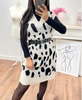 SLEEVELESS SWEATER/DRESS AH250485 BEIGE