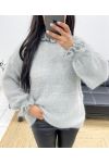 SOFT SWEATER WITH FRILLY COLLAR AND SLEEVES AH250662 GREY