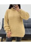 SOFT SWEATER WITH FRILLY COLLAR AND SLEEVES AH250662 CAMEL