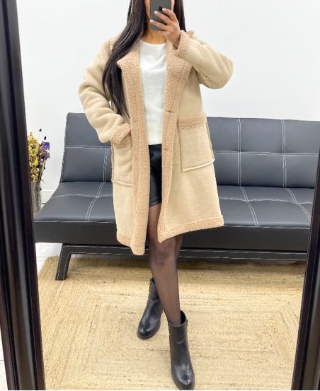 MOUTOU SUEDE COAT 2 POCKETS AH250627 BEIGE