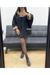 OVERSIZED CAPE COAT WITH SOFT PILE AH250509 BLACK