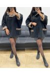 OVERSIZED CAPE COAT WITH SOFT PILE AH250509 BLACK