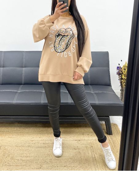 BEIGE AH250622 PRINTED SWEATSHIRT