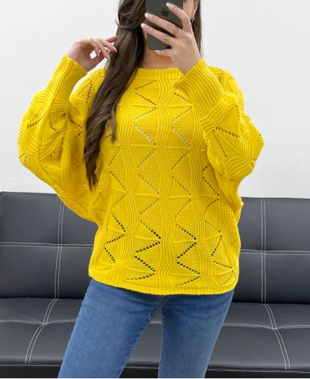 OPENWORK SWEATER PE0838 YELLOW