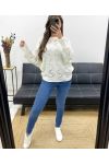 PE0838 DURCHBROCHENER PULLOVER WEISS