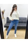 PE0838 DURCHBROCHENER PULLOVER WEISS